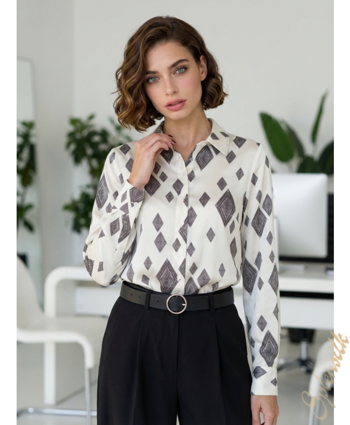 Рубашка из искусственного шелка цвета шампань