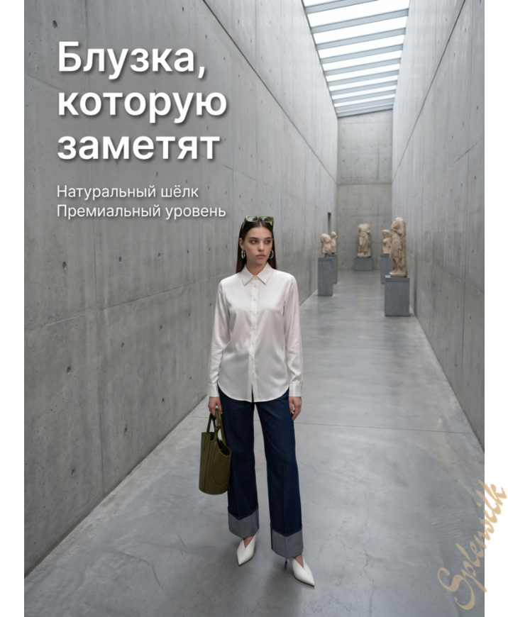 Рубашка прямого кроя из натурального шелка