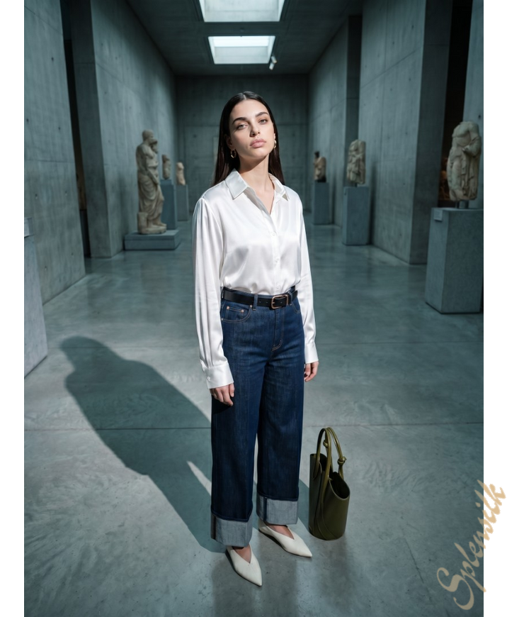 Рубашка прямого кроя из натурального шелка
