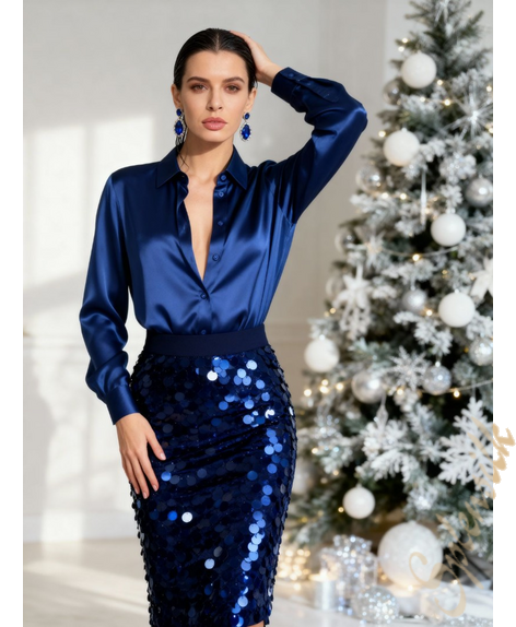 Рубашка прямого кроя из натурального шелка