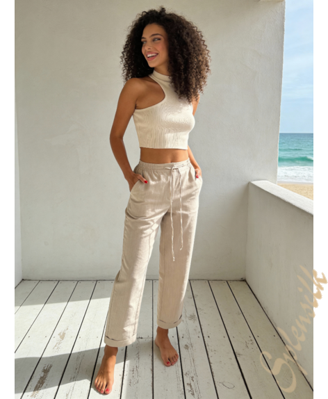 Брюки льняные