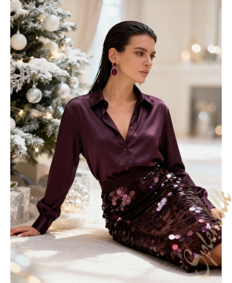 Рубашка из натурального шелка прямого кроя