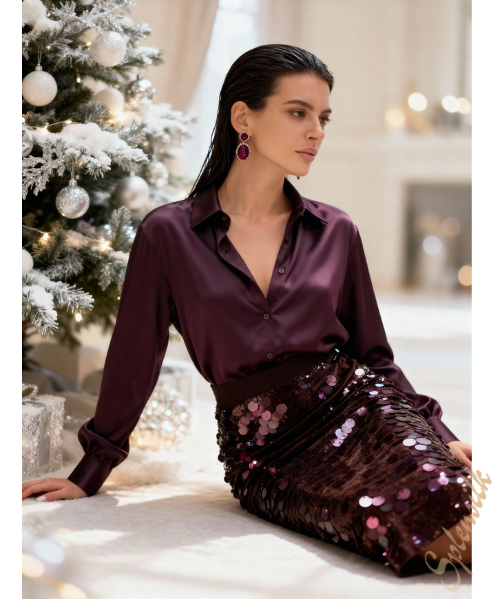 Фотография «Рубашка из натурального шелка прямого кроя» который можно заказать на сайте Splensilk.ru Рубашка из натурального шелка прямого кроя