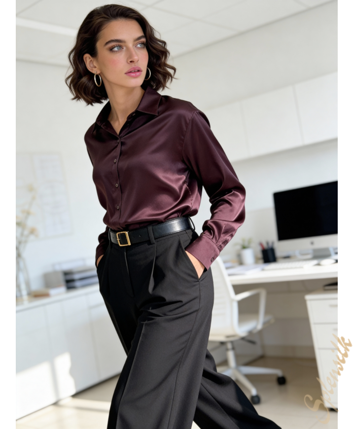 Рубашка из натурального шелка прямого кроя