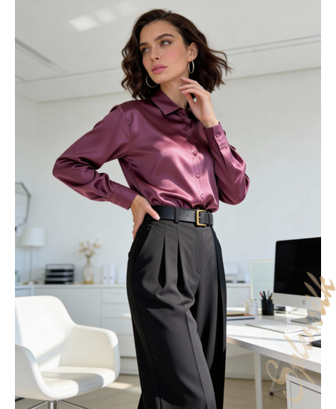 Рубашка из натурального шелка прямого кроя