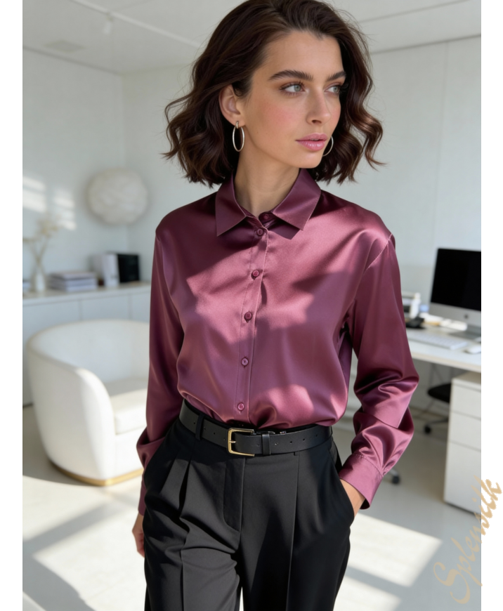 Рубашка из натурального шелка прямого кроя