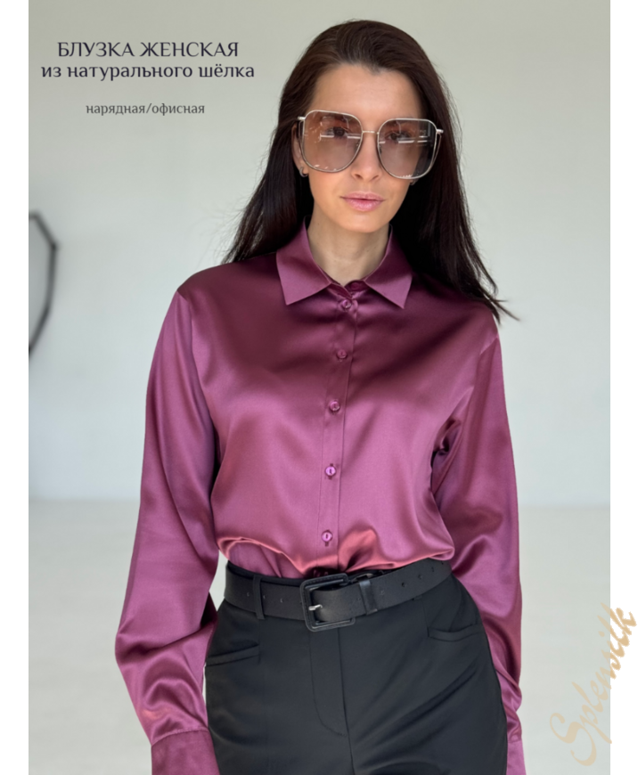 Фотография «Рубашка из натурального шелка прямого кроя» который можно заказать на сайте Splensilk.ru Рубашка из натурального шелка прямого кроя