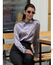 Блузка из натурального шелка серо-фиолетовая