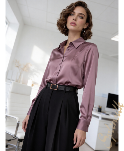 Рубашка из искусственного шелка темно-розовая