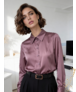 Рубашка из искусственного шелка темно-розовая